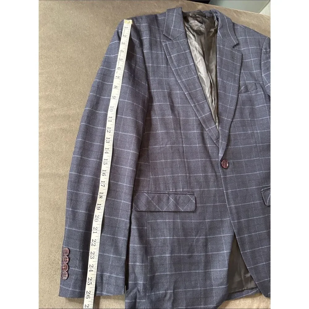 Men’s Mogu Plaid 3 Piece Suit Jacket 40 Pants 38 NWOT